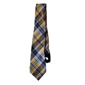 Lauren Ralph Lauren Blue, Yellow & White Plaid Silk Blend Tie - 3.25" X 60"